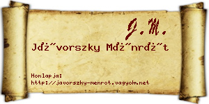 Jávorszky Ménrót névjegykártya